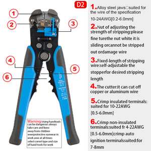 HS-D1 outils de dénudage multifonctionnels coupe-câble automatique <span class=keywords><strong>pince</strong></span> à dénuder <span class=keywords><strong>pince</strong></span> à <span class=keywords><strong>sertir</strong></span> pour câble en <span class=keywords><strong>acier</strong></span> Terminal 0.2-6.0mm2 - Product Image 3