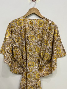 Kaftan court en soie pure, taille unique, ample et confortable pour toutes les tailles, environ 47 pouces, fournisseur d'Inde - Product Image 4