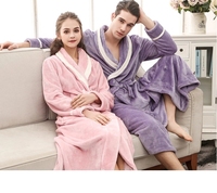 Robe de nuit en molleton de corail pour femme ou fille, peignoir épais, flanelle, idéal pour un couple