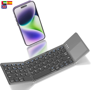 Logotipo personalizado viaje ABS 64 teclas Delgado <span class=keywords><strong>Bluetooth</strong></span> inalámbrico Tri plegable portátil teclado plegable con panel táctil - Product Image 1