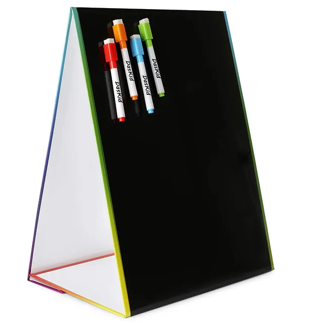 Nhà Máy Tabletop Magnetic Giá Vẽ & Bảng Đen Hai Mặt Bảng Đen Với 4 Chalk Markers Để Vẽ