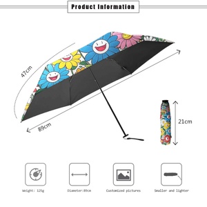 21 Inch Manual Open Compact Folding Umbrella for Women Cute Cartoon Print Lightweight Travel Rain Umbrella - Product Image 4