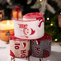 Rouleau de ruban en toile de jute imprimée avec bordure filée, 5Y, vente en gros, personnalisé, pour mariage, anniversaire, Halloween, Noël, couronne, cadeau de luxe DIY