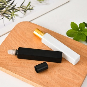 10ml Empty Square <strong>Roller</strong> Glass <strong>Perfume</strong> Bottles Essential Oil Glass Roll on Bottle With Gold/Silver/Black Aluminum Lid - Product Image 4