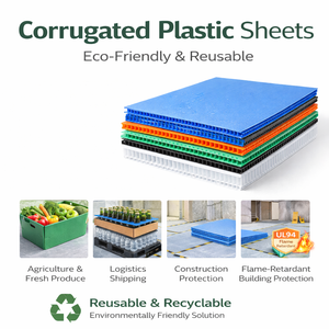 Plaques en plastique ondulé PP ignifuges |   Panneau de protection pour sol et mur de 2 mm à 8 mm |   Plaques creuses ignifuges 4x8 pieds - Product Image 1