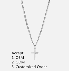 Collana con Pendente a Croce in Acciaio Inossidabile per Uomo, Catena Cubana, Gioielli in <span class=keywords><strong>Oro</strong></span> e Argento per Lui e Lei - Product Image 1