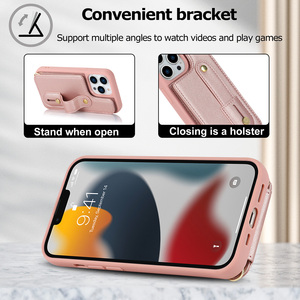 Sang Trọng Ví Điện Thoại Cover Quay Lại Cho Iphone 15 14 13 12 Đa Chức Năng Trường Hợp Với Dây Buộc Điện Thoại Di Động Túi Đối Với Samsung S23U - Product Image 5