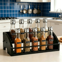 Support pour Sirops de Café, Porte-Bouteilles de Sirop, Étagère de Présentation pour Bouteilles d'Alcool - Meuble de Cuisine Rustique, Organisateur de Comptoir en Bois