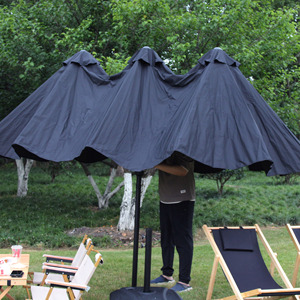 <span class=keywords><strong>Parasol</strong></span> de jardin rectangulaire à 3 côtés Parapluie cadre en acier Pare-soleil extérieur pour jardin restaurant Couverture imperméable en polyester - Product Image 4