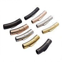 Bracelet rond en acier inoxydable avec fermoir à clip, cordon en cuir rouge, accessoires de collier DIY de Dongguan