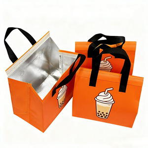 Custom Logo Printed Cooler Bag Non-Woven Take Away Carrier for Restaurant <b>BBQ</b> Hot Food Coffee Milk Tea with Stylish Design - Product Image 5