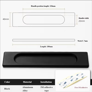 Aluminum Furniture Hidden Recessed Flush <b>Pulls</b> <b>Handle</b> Wardrobe Cabinet <b>Door</b> Embedded Hidden <b>Handle</b> for Kitchen & Dresser Use - Product Image 4
