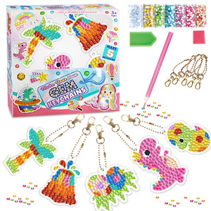 Porte-clés de peinture diamantée DIY fait main, licorne sirène, pendentif autocollant diamanté pour enfants - Product Image 2