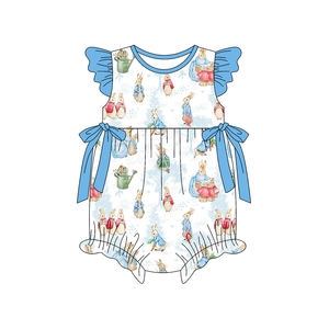 RTS Ropa de Bebé Niña con Diseño de Conejo de Pascua, Pelele Tipo Burbuja para Bebés, Venta al por Mayor, Cremallera Oculta, 95% Algodón, 200-220gsm - Product Image 4