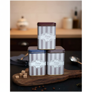 Square Metal Canister Set – 87x87x125 mm (Set of 3) Elegance Elegance Design - Product Image 3