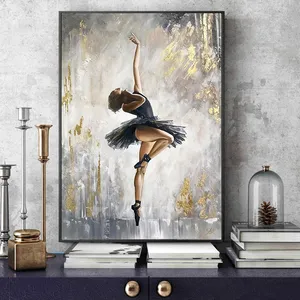 Funtuart poster dan cetakan abstrak balerina lukisan minyak gadis ruang tamu lukisan kanvas minyak pelukis Ju Jing lukisan porselen