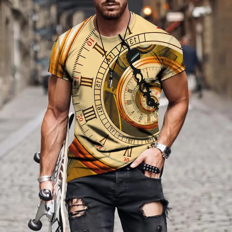 2021summer wear high street trendy graphic t shirt for men short sleeve round neck Korean fashion