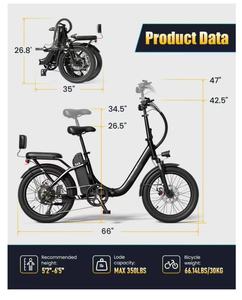 Vélo électrique pliable OBX A04 pour femmes, vélo électrique à grande vitesse 45 km/h avec moteur à pneus larges pour adultes - Product Image 6