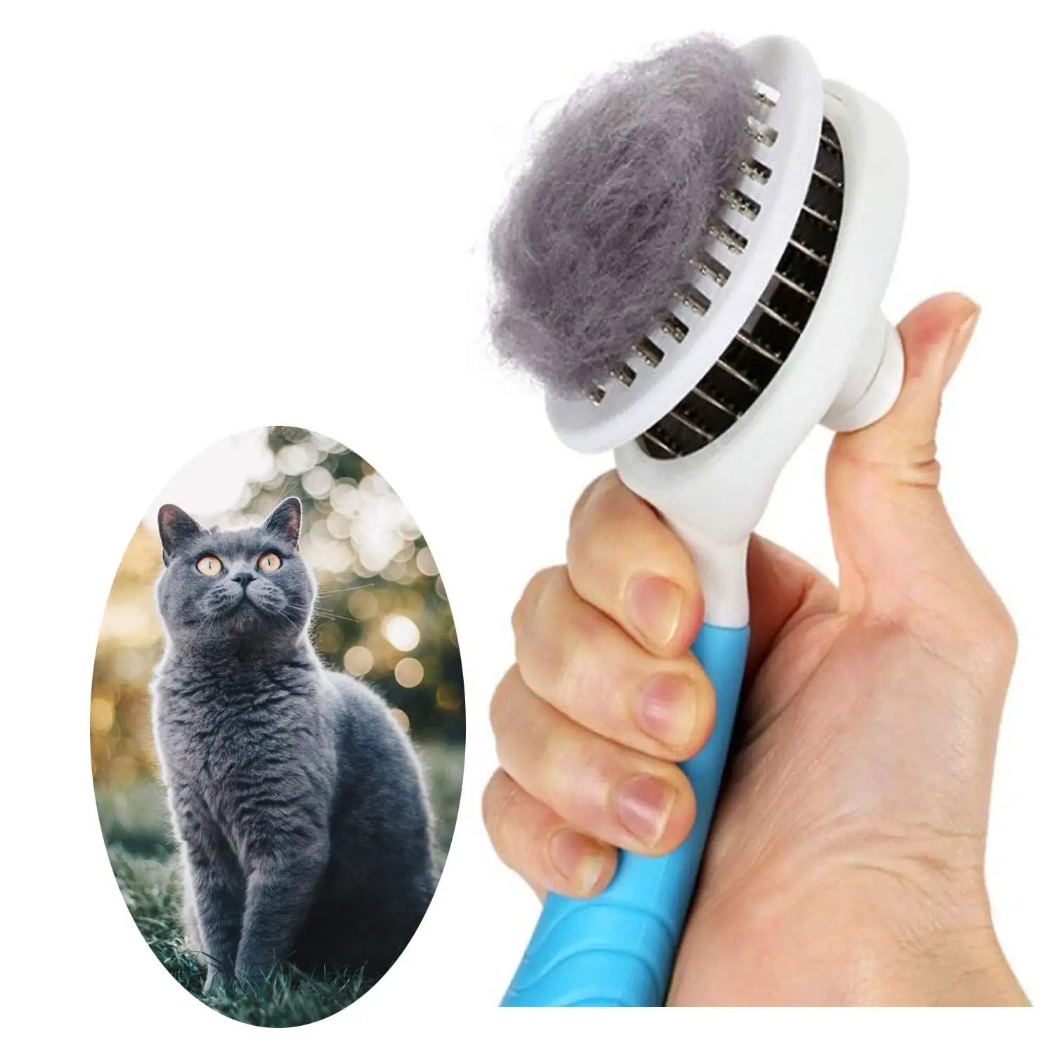 Suministros para gatos, cepillo mejorado para el cuidado del gato, gatos, perros, autolimpieza, elimina suavemente la capa interna suelta, esteras, pelo enredado, masaje para mascotas