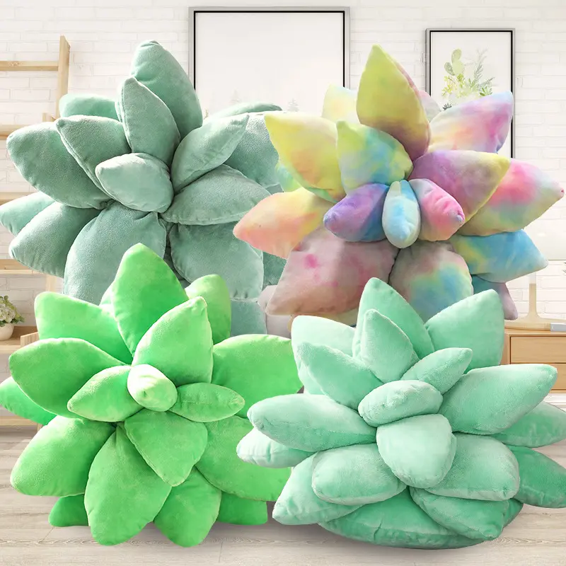 Simulated succulent plant throw pillow Cute Creative Shaped Sofa Cushion Christmas Gift Round Plush toy Bed home decoration