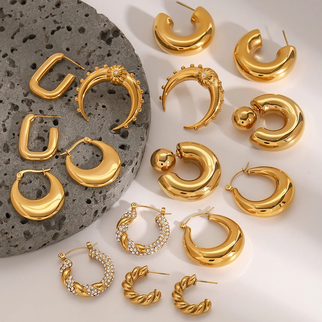 Jieding Advanced Sense Stainless Steel Double C Earrings