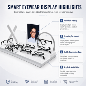 DSP Vietnam Factory Custom LED Light Optical Display Counter Multi Function AI Smart Eyewear Display With Advertising Screen - Product Image 3