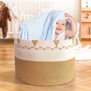 Decken korb Wohnzimmer, extra großer Aufbewahrung skorb Gewebter Baumwoll seil Wäsche korb <span class=keywords><strong>XXXL</strong></span> für Kinderspiel zeugs chuhe - Product Image 5