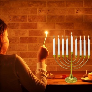 Hanukkah Gold <b>Iron</b> Candlestick Nine Branch Menorah For Religious Activities Durable Vintage Style - Product Image 2
