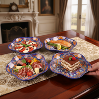 Assiettes à dîner en mélamine polie glacée de haute qualité, forme de fleur, sans BPA, assiette à fruits, vente en gros, incassable, logo personnalisé