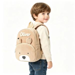 Custom Name Embroidery Corduroy Bear Kids Backpack Cartoon Large Capacity Kindergarten Preschool <b>Toddler</b> School <b>Bag</b> - Product Image 6