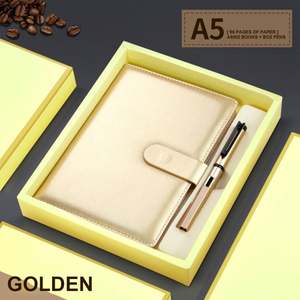 A6 A7โลโก้ที่กำหนดเองสมุดโน้ตแบบระเหิดแนววินเทจขนาดเล็กสีดำสีชมพูสีน้ำเงินพร้อมปากกา - Product Image 4