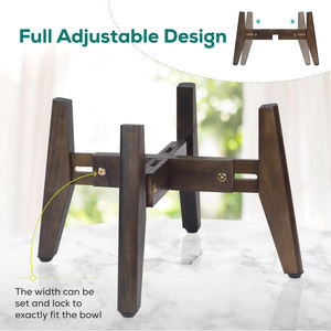 Penyangga Mangkuk Hewan Peliharaan Kayu, Penyangga Mangkuk Kucing 2 Buah, Penyangga Mangkuk Makan Anjing Tinggi yang Dapat Disesuaikan, Penyangga Tanaman, Lebar 8 hingga 11,5 Inci - Product Image 5