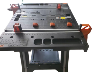 Banc de travail pliable robuste avec plan de travail en acier inoxydable, banc de travail multifonctionnel portable pour garage, atelier, bureau - Product Image 3