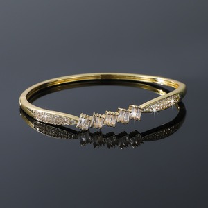 Fashion Bangle <b>Copper</b> Alloy Zircon <b>Bracelet</b> For Women Geometric Design Gift Jewelry Gold Silver Color - Product Image 2