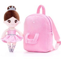 Sac à dos unisexe en coton PP, design dessin animé, avec poupée ballerine en peluche super douce à corps séparé, personnalisable ODM/OEM