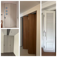 Porte intérieure à persiennes en bois massif blanc, ventilée, pour chambre à coucher, isolation phonique, porte intérieure à plat avec cadre