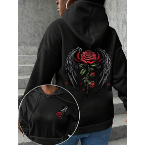 Sudadera con Capucha Extra Grande de Algodón Suave de Primera Calidad para Mujer, Estilo Urbano, con Estampado Personalizado - Product Image 6