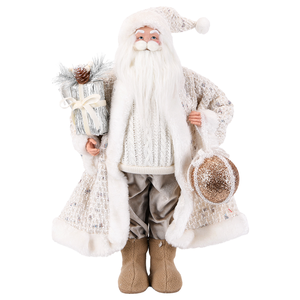 Poupée Père Noël confortable en tweed tricoté motif flocon de neige pour décorations d'arbre de Noël - Product Image 1