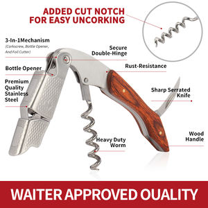프로모션 다기능 프로모션 다기능 스테인레스 스틸 금속 코르크 휴대용 와인 병따개 사용자 정의 로고 코르크 scree - Product Image 2