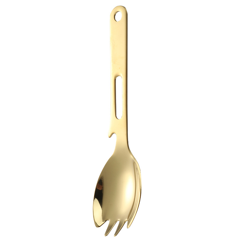 Multi Functional Outdoor Use Stainless Steel Fruit Salad Spoon with Opener