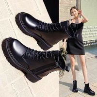 Bottines Martin pour Femme 2024 Style Britannique Automne Hiver à Semelle Épaisse et à Lacets Doublure Polaire et Doublure en Maille