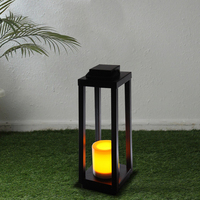 Lanterne menée solaire classique noire imperméable en métal de bougie de brevet de Hanko pour extérieur