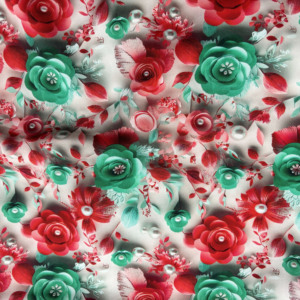 Rouleau de tissu en viscose imprimé floral 5D, Challis en rayonne pour robes, vente en gros - Product Image 2