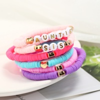 Bracelets extensibles personnalisés en perles d'argile polymère FY Fashion avec messages motivants, Love Hoop, Jesus, SIS, Mum, SWIFTIE pour femmes