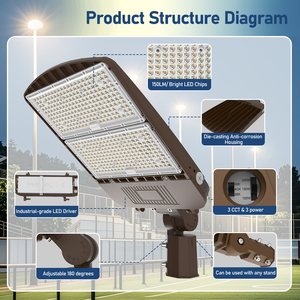 โคมไฟส่องสว่างลานจอดรถคุณภาพสูง 150W LED ไฟส่องพื้นที่ ปรับกำลังไฟได้ 3 ระดับ ไฟถนน LED สำหรับคลังสินค้า - Product Image 2