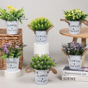 Plante artificielle décorative, fausse plante miniature, petites feuilles artificielles, <span class=keywords><strong>eucalyptus</strong></span>, succulentes, herbe, pots d'<span class=keywords><strong>intérieur</strong></span> en plastique, 6 boîtes Tbd - Product Image 2