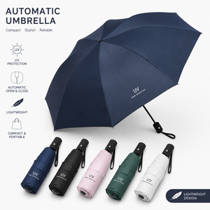 <span class=keywords><strong>Paraguas</strong></span> Promocional Personalizado Plegable de Tres Secciones con Logotipo, Control Semiautomático, Doble Uso para Sol y Lluvia, Protección UV para Bicicleta y Coche - Product Image 1
