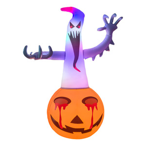 Décorations d'extérieur pour Halloween, ambiance effrayante, lumières LED en PVC qui brillent dans le noir, citrouilles et fantômes gonflables - Product Image 1