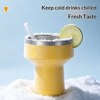 Verre à cocktail Margarita transfrontalier en acier inoxydable 304, isolé sous vide, anti-chute, avec paille, 470 ml, moderne