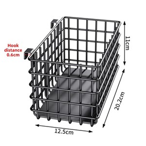 Panier de rangement mural carré moderne en fer forgé sans perçage pour bureau, tiroir de rangement mural écologique pour dortoir et chevet - Product Image 2